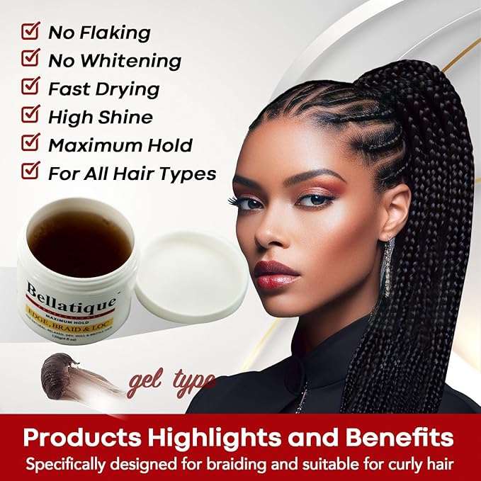 Bellatique Edge, Braid, & Loc Maximum Hold Edge Control & Braiding Gel