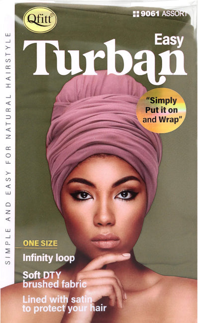 Qfitt Easy Turban - One Size Fits Most, Soft DTY Brushed Fabric, Infinity Loop, Unisex, Easy and Easy to Wear, Casual Style - Haircare
