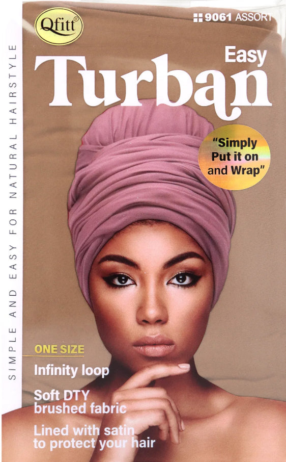 Qfitt Easy Turban - One Size Fits Most, Soft DTY Brushed Fabric, Infinity Loop, Unisex, Easy and Easy to Wear, Casual Style - Haircare