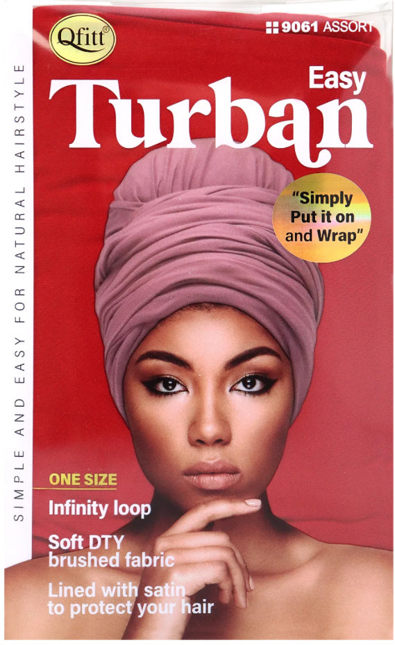 Qfitt Easy Turban - One Size Fits Most, Soft DTY Brushed Fabric, Infinity Loop, Unisex, Easy and Easy to Wear, Casual Style - Haircare