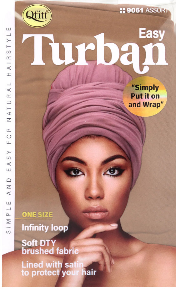 Qfitt Easy Turban - One Size Fits Most, Soft DTY Brushed Fabric, Infinity Loop, Unisex, Easy and Easy to Wear, Casual Style - Haircare