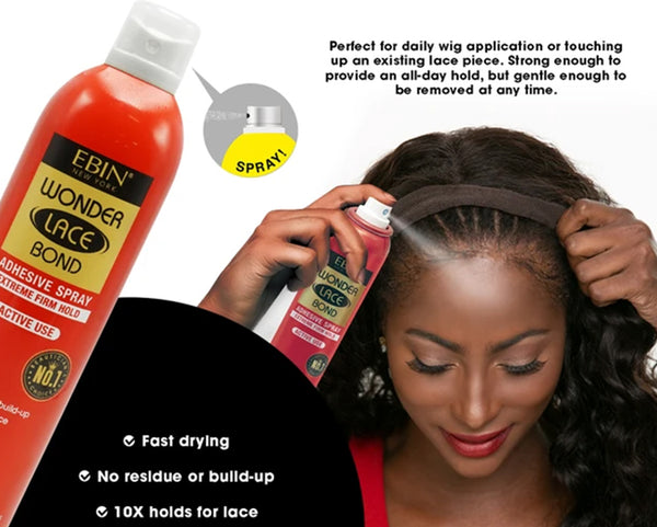 EBIN New York Wonder Lace Bond Wig Adhesive Spray Extreme Firm Hold Active