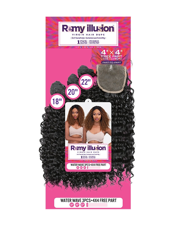 Janet REMY ILLUSION WATER WAVE 3PCS + 4X4 FREE PART
