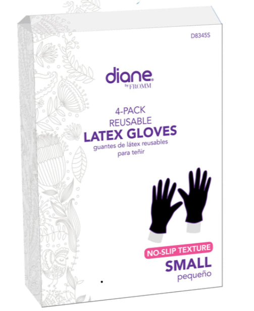 DIANE 4-PACK REUSABLE LATEX GLOVES SMALL
