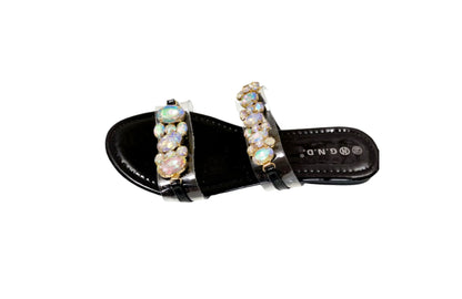 Jewelled Decor Clear Band Slide Sandals