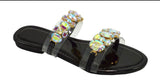 Jewelled Decor Clear Band Slide Sandals